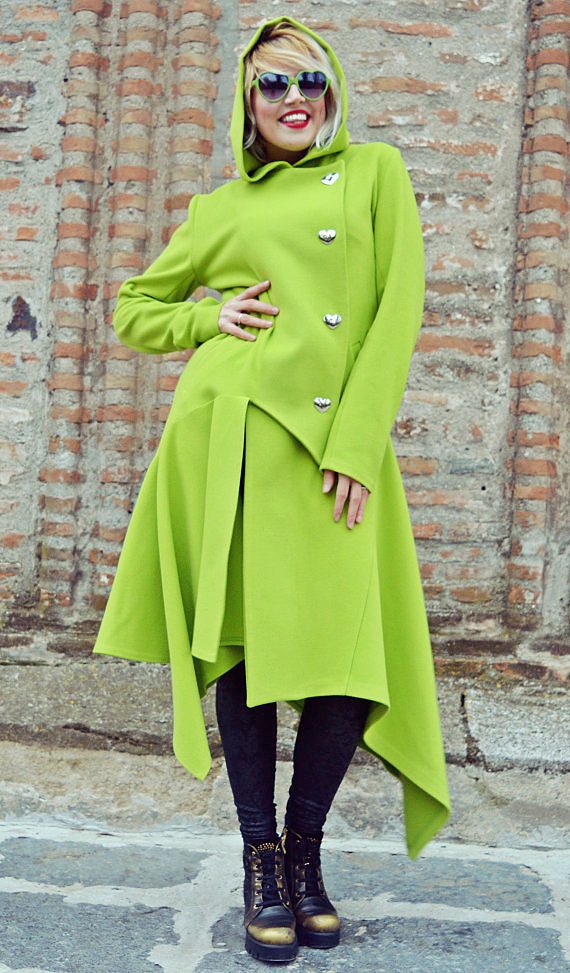 light green asymmetrical coat