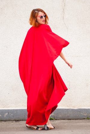 red kimono dress