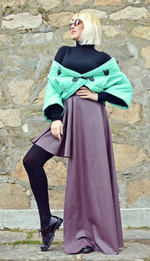 purple leather skirt