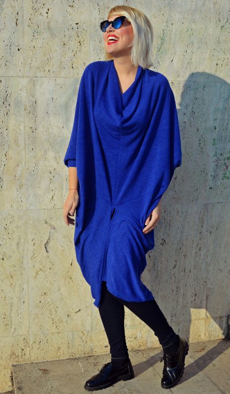 Royal Blue Acrylic Top, Royal Blue Loose Sweater, Blue Double-Faced ...