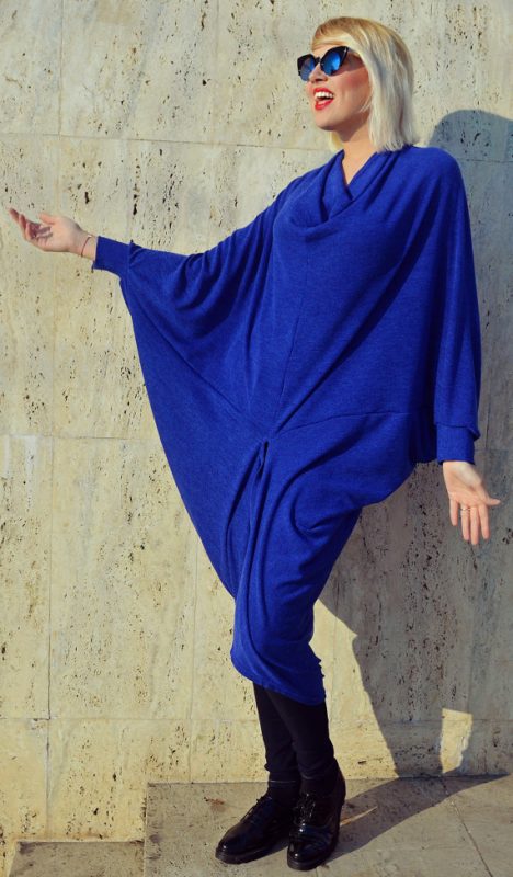 Royal Blue Acrylic Top, Royal Blue Loose Sweater, Blue Double-Faced ...