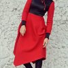 cotton fleece red dress