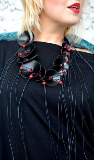 laser cut leather necklace
