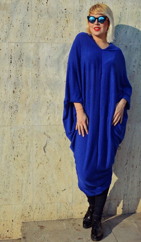 Royal Blue Acrylic Top, Royal Blue Loose Sweater, Blue Double-Faced ...