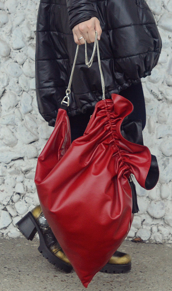 burgundy leather bag