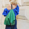 green leather backpack