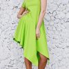 lime asymmetrical dress