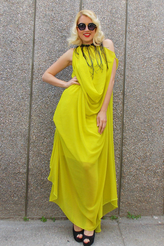 Stylish Summer Kaftan, Summer Maxi Dress, Elegant Yellow Kaftan TDK121 ...