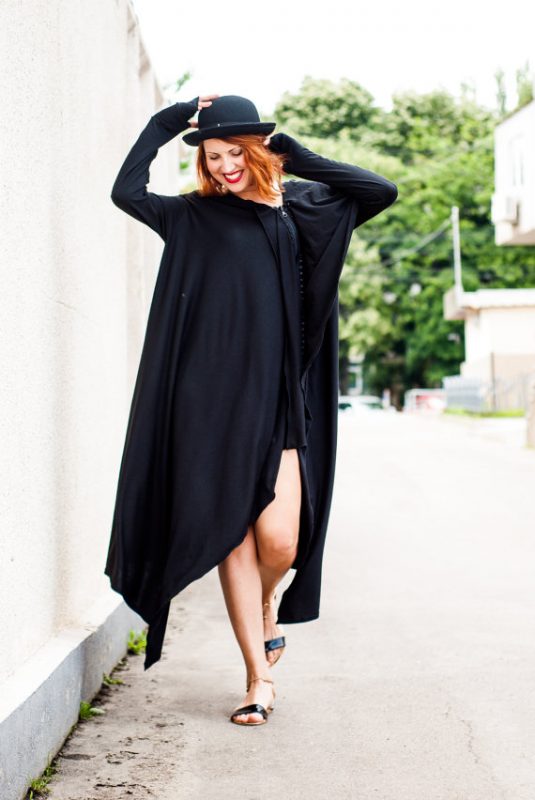 Black Loose Maxi Dress, Extravagant Oversize Dress TDK29 - TEYXO