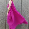 purple chiffon crepe maxi dress
