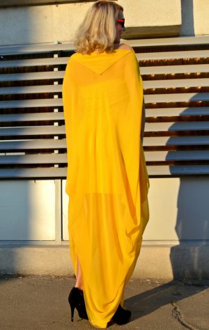 Yellow Maxi Dress, Extravagant Chiffon Dress, Elegant Plus Size Kaftan ...