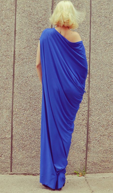 Royal Blue Maxi Dress, Plus Size Blue Kaftan TDK175 - TEYXO