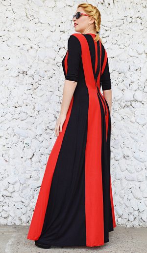 Red and Black Jumpsuit, Flared Jumpsuit TJ35 - TEYXO