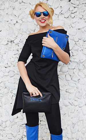 Detachable Leather Bag 3 in 1, Black and Blue Leather Bag TLB35 - TEYXO