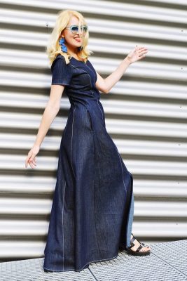 Denim Dress, Long Denim Dress, Maxi Dress TDK322 - TEYXO