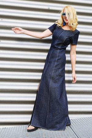 Denim Dress, Long Denim Dress, Maxi Dress TDK322 - TEYXO