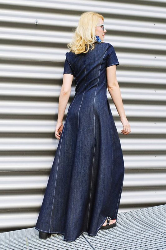 Denim Dress, Long Denim Dress, Maxi Dress TDK322 - TEYXO