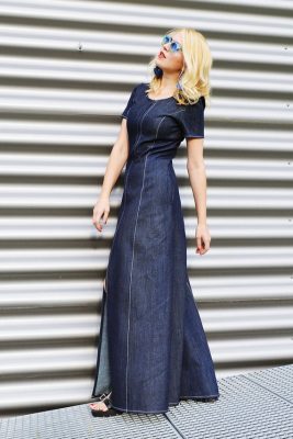 Denim Dress, Long Denim Dress, Maxi Dress TDK322 - TEYXO