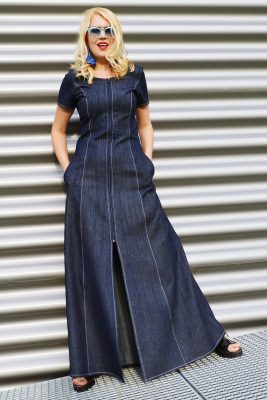 Denim Dress, Long Denim Dress, Maxi Dress TDK322 - TEYXO