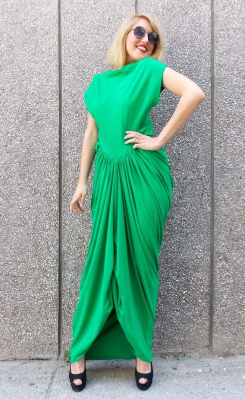 Green Maxi Dress, Loose Summer Dress, Sleeveless Summer Dress TDK25 - TEYXO